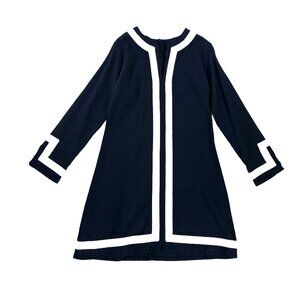 Coastal Womens Boutique Palm Beach Linen Sailor Nautical Navy Blue Dress